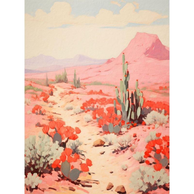 Boho Pustynny Kwiatowy Country Western Kowbojski Moda Różowy Artystyczny Retro Plakat Obrazy na Płótnie Sztuka Ścienna Obrazy Dekoracja Domu