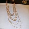 Diamond Water Drop Pearl Beaded Necklace Autumn and Winter French Light Luxury Sweater Chain Fashionable Versatile High-end Jewelry