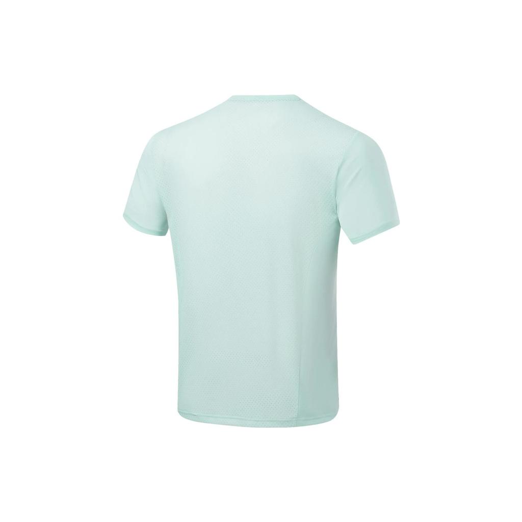 Li Ning Running Collection T Shirts Men's Light Blue Bowl Crew Neck Moderate Straight Fit ATST073-6