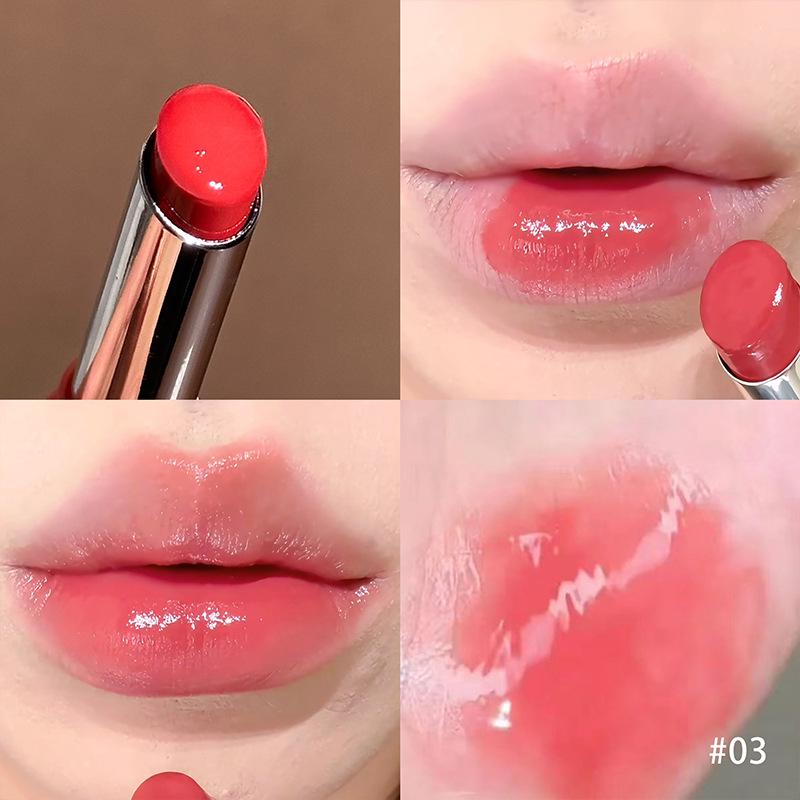 CACE Peach Heart Hydrating Mirror Lipstick: Long-Lasting, Non-Transfer, Whitening & Plumping Nude Glaze.