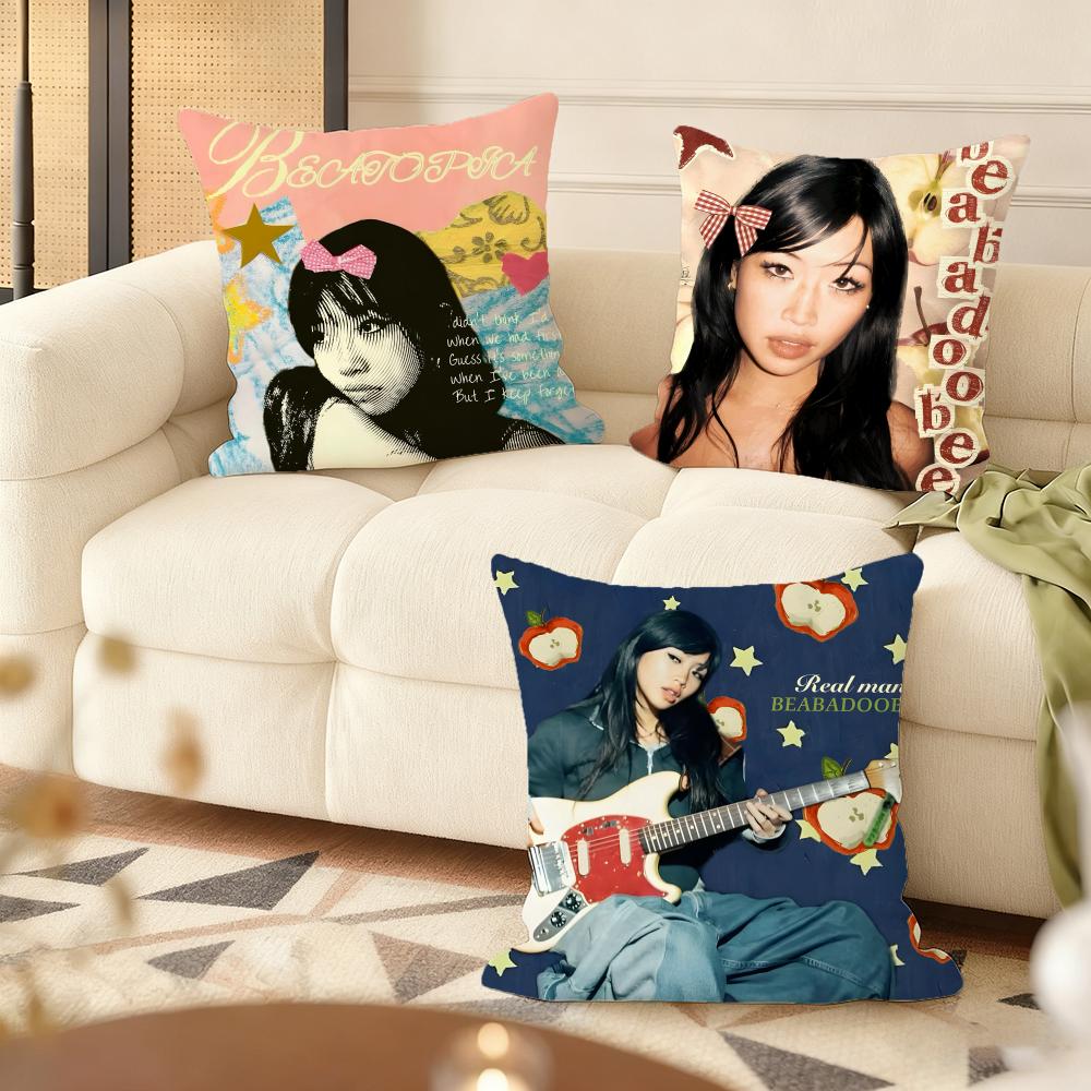 B-Beabadoobee Cushion Cover Soft Short Plush Pillow Cover Smooth Cozy Texture Aesthetic Cushion Case Home Decor
