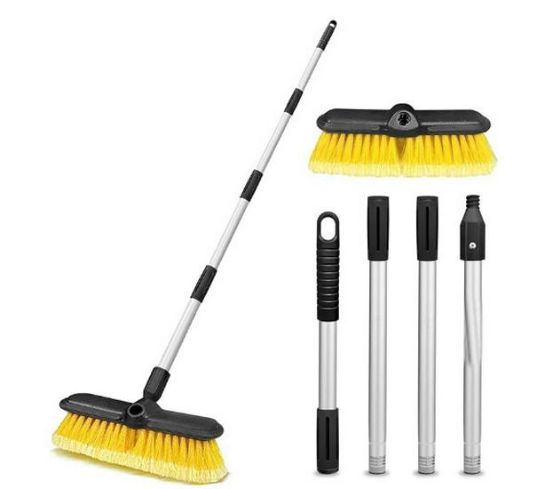 Telescopic Car Cleaning Brush with Soft Bristles, Long Handle, and Absorbent Mop Head