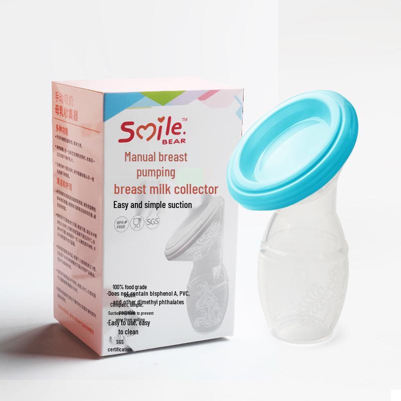 Silicone Breast Pump 90ml Large Capacity Hands-Free High Suction Milk Collector with Color Box Packaging.