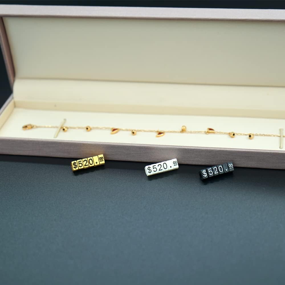 Mollytek 10 Sets Price Display Cube Adjustable Price Tag for Jewelry Price Display Counter Stand Number Letter Dollar Price Block Kit for Retail Shop