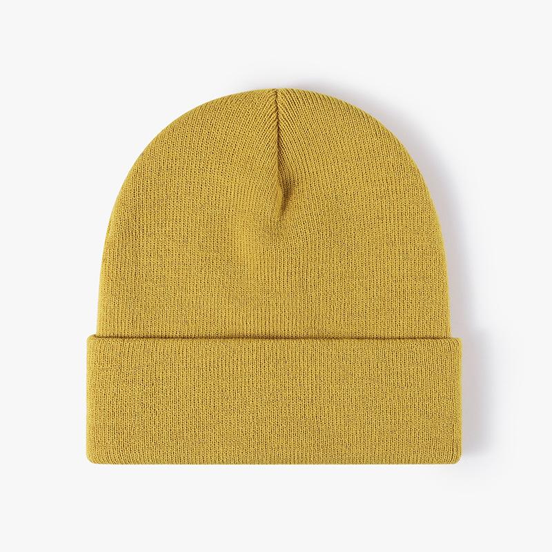 Unisex Winter Warm Ribbed Knitted Hat Acrylic Beanie with Custom Logo Digital Printing Solid Color and Cuffed Design