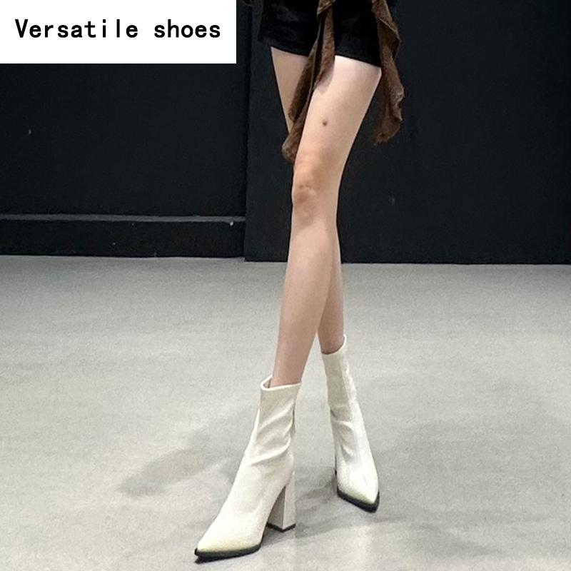 Street Style High Heel Women Ankle Boots Fashion Pointed Toe Shoes Winter Ladies Elegant Short Botas De Mujer