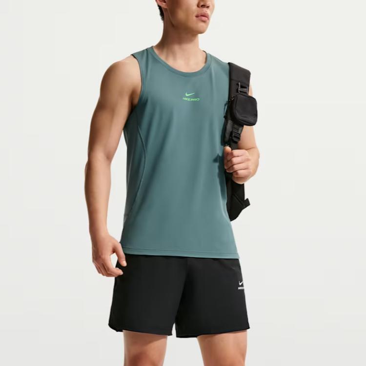 Nike Dri Fit Tank Tops Men's Mineral Slate/Green Base Color Crew Neck Moderate IF2806-382