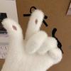 Crystal Rex Rabbit Fur Gloves Thicken Rhinestone Gloves Shiny Bow Gloves  Outdooor