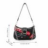 Punk Shoulder Bag Black Red Decor French Stick Handbag Fashion Star Rivet Underarm Bag  Daily