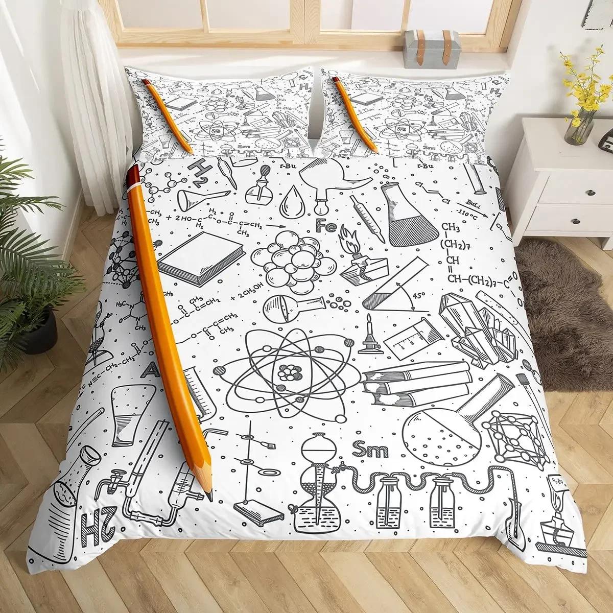 

Math Duvet Cover Computing Formula Bedding Set Watercolor Geometry Art Comforter Cover Mathematical Formula Bed Set Twin Queen AU Single(140*210cm)3pcs