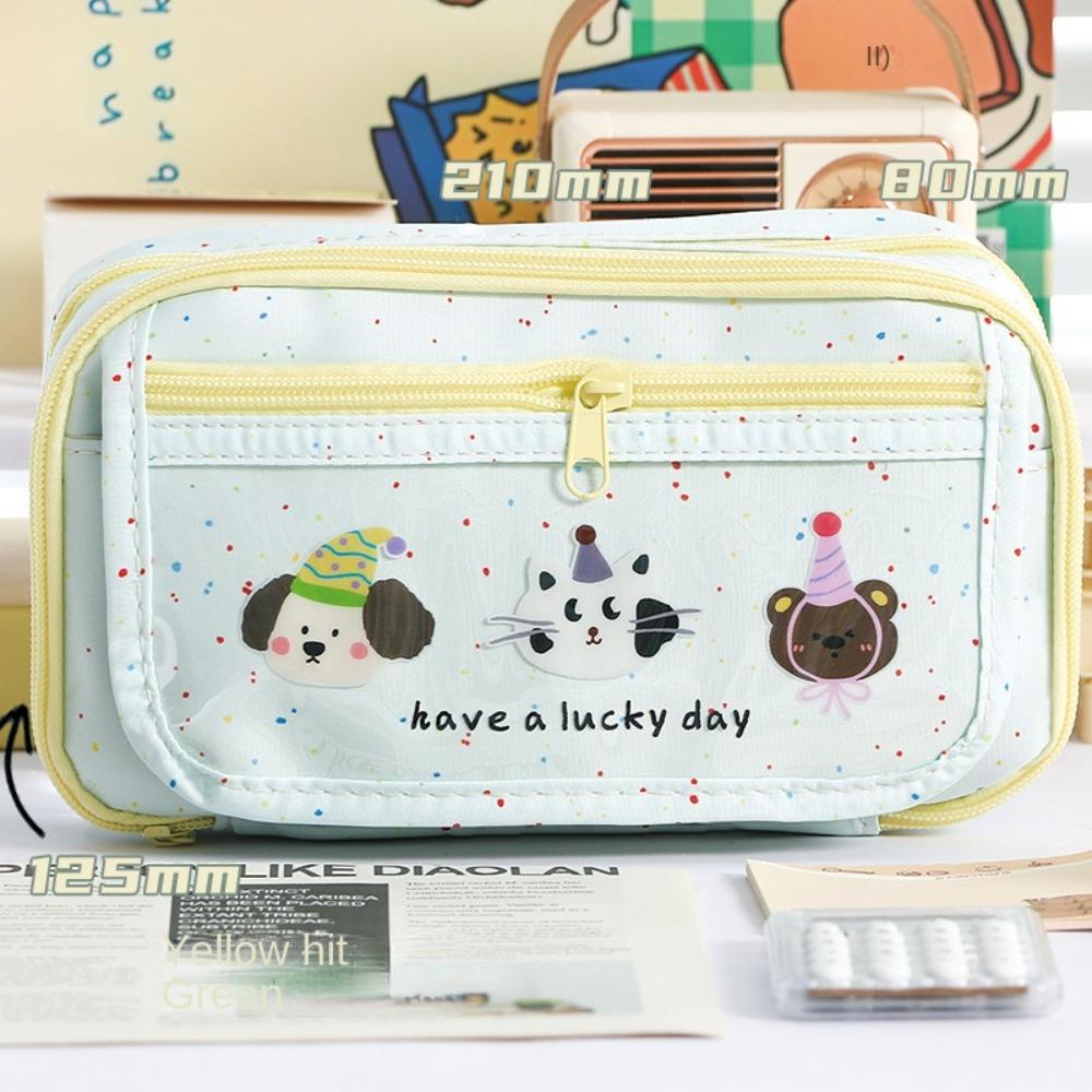 Large Capacity Korean Pencil Bag Animal Bear Dog Stationery Storage Bag  Student