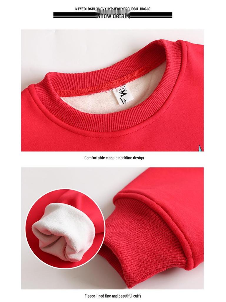 Year of the Horse 2026 Red Family Outfits: Warm, Fleece-Lined Sweatshirts for New Year Celebrations (Family of Three or Four)