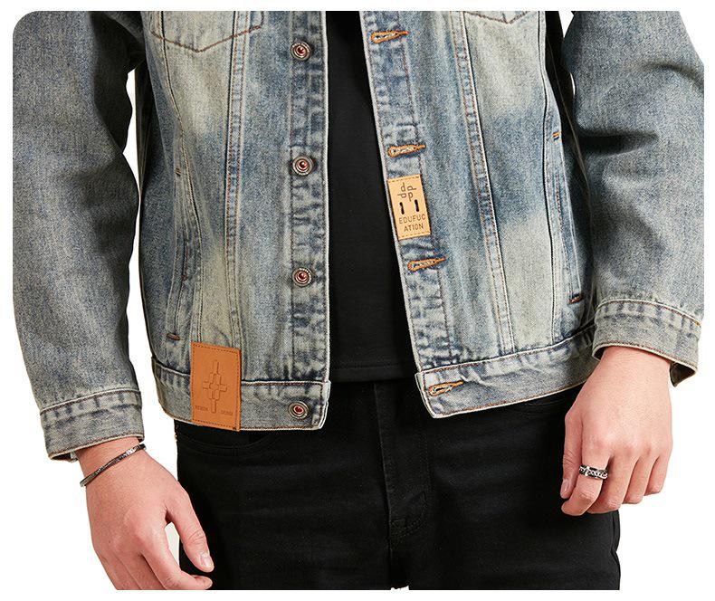 Xintang Men's Loose Casual Denim Jacket with Lapel and Feature Print for Spring & Autumn 2025