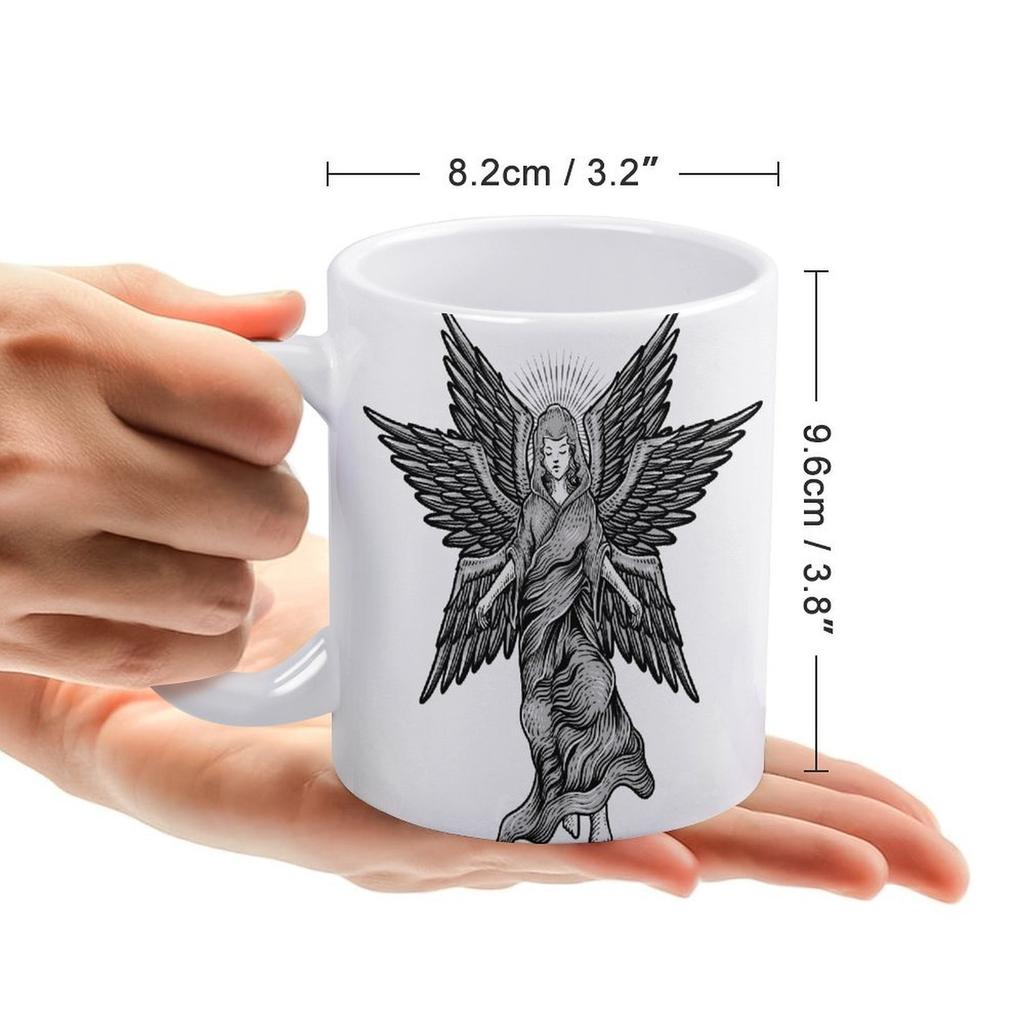 11 oz weiße Keramiktasse mit beidseitig bedrucktem Design, glänzende Oberfläche und robustes Gefühl für Heißgetränke-Liebhaber zu Hause