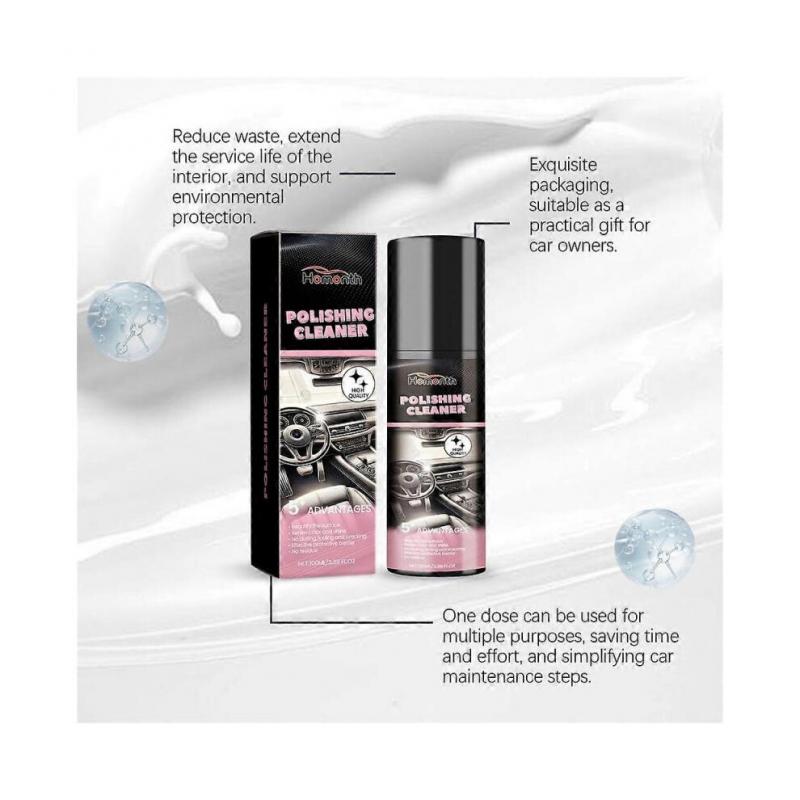 (4-Pack) Polishing Cleaner for Car Interior Detailing: Rubber, Leather, and Automotive Interior Polishing Agent, Detailer, and Cleaner