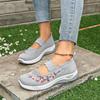 Fashion Women Fashion Leisure Flat Shoes Spring Autumn Flat Square Toe Knitting Elastic Soft Sole Comfortable Slip-on Shoes Plus Size 43