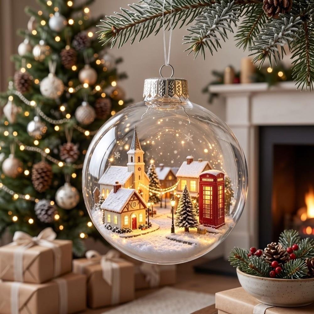 LED Lighted Glowing Christmas Scene Ball Ornament Christmas Spherical Pendant  Xmas Gift