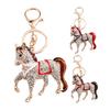 Keychain Pendant Sparkling Rhinestones Horse Design Metal Keyring Decorative Key Holder Friends Bag Decoration