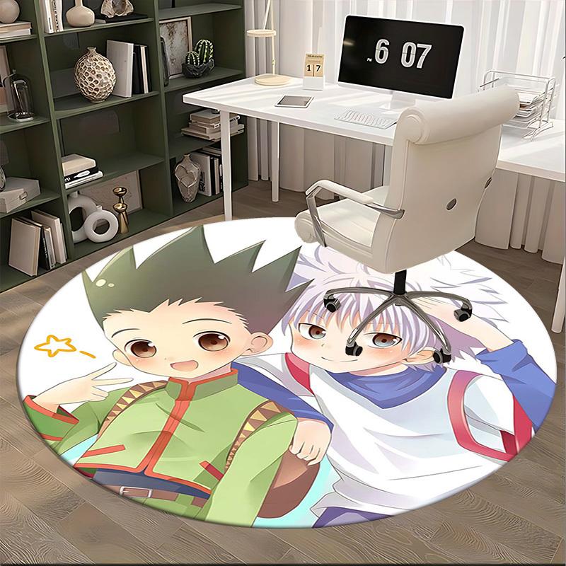 1pc Anime Cartoon Design Round Carpet Office Chair Mat, NonSlip Rug for Home Decor