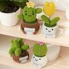 Fake Cactus Decoration Crochet Potted Plants, Handmade Knitted for Home Office Car Plant Decor Decoration, Decorative Plants Lasting Beauty,