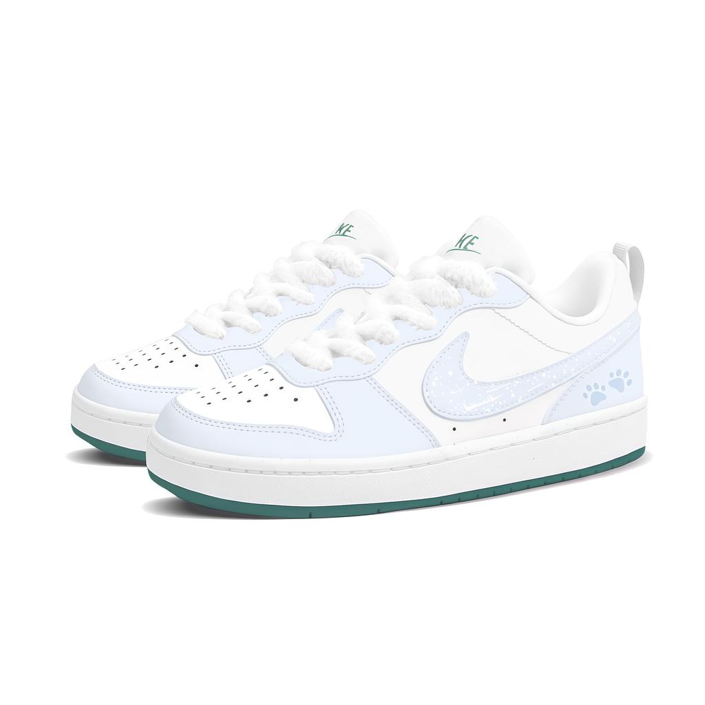 Nike Court Borough Maris Sal Milk Lid Slip Resistant Abrasion Resistant Low top Skateboard Shoes Women's White Blue DV5456-103(Team1629-)