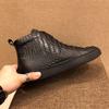 Fashion Leather High-top Sneakers for Men, Luxury Style, Crocodile Pattern, Premium Casual Shoes, Padded for Warmth, Soft Sole A1