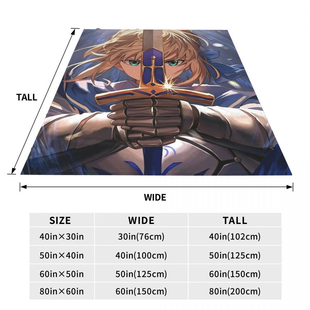 Fate Saber Anime Blankets Fleece Stay Night Japan Game Warm Throw Blanket for Car Sofa Couch Bedspread