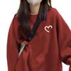 Plush Casual Loose Sweater: Heart Round Neck, Long Sleeve - Women's Fall/Winter Korean Style