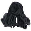 Black Shawl with Lace 180x90 - Cotton and Polyester