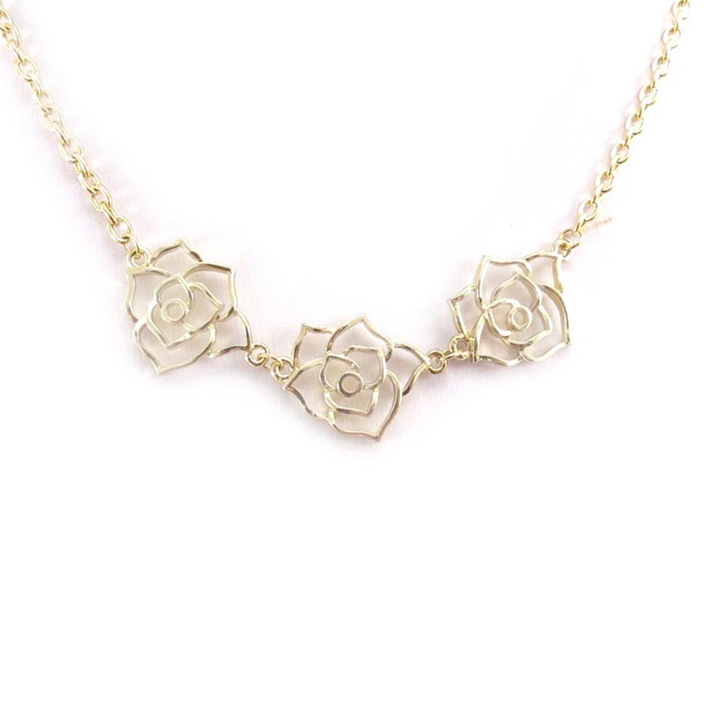 Les Trésors De Lily [J9001] - Gold 'Rosa Romantica' Designer Necklace