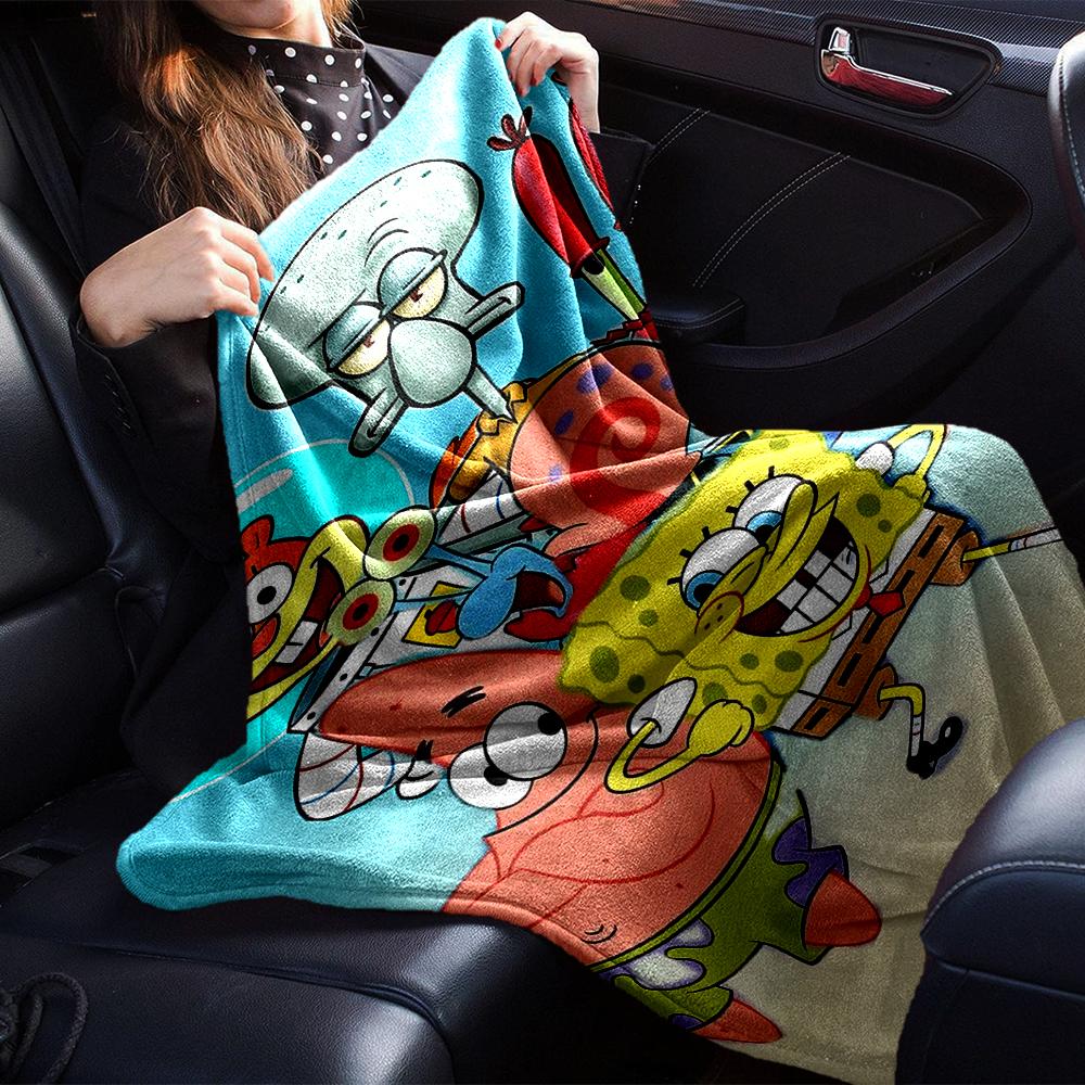 1Pc Spongebob Squarepants Adventure Blanket Soft Throw Blanket For Home Bedroom Bed Sofa Travel Office Solid Christmas Blanket