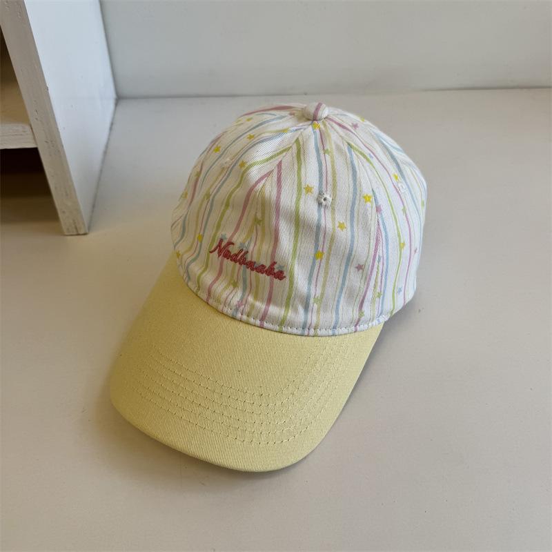 Small Fresh Splicing Embroidered Letter Cap Children's Summer Versatile Face Small Sunshade Sunscreen Baseball Cap