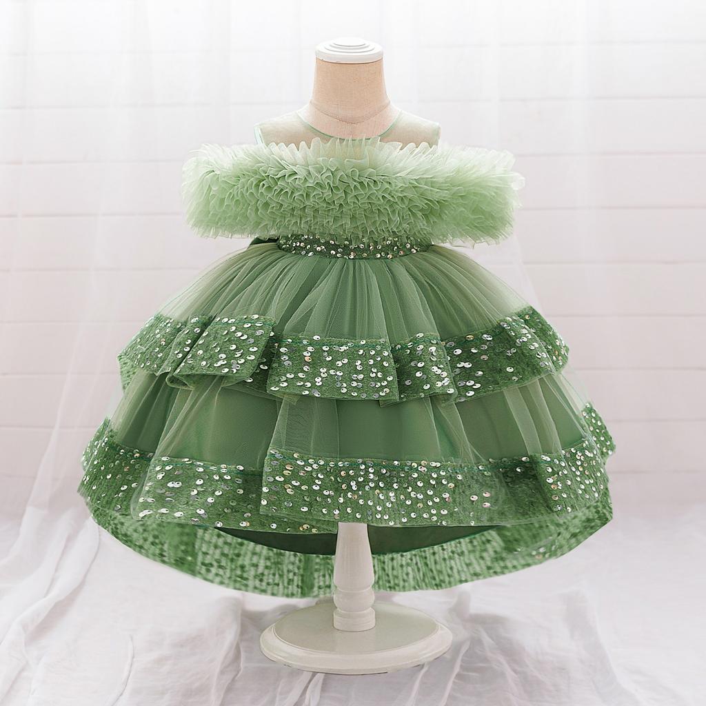 Dětské šaty, Šaty princezny, Tkanina s flitry a kovaným vzorem, Družička, Malá holčička, Společenské šaty, Miminko, Jednoroční večerní šaty