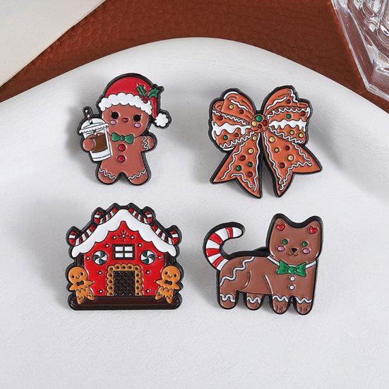 Yousheng Brooch Pin, Gingerbread Man Design Lapel Pin, Enamel Glaze Bright Color Badge with Standard Safety Pin, Christmas Colors Festive Accessory