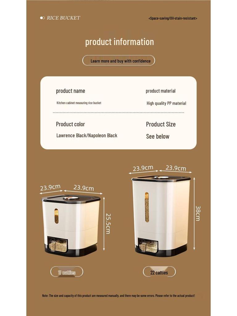 2025 Model Airtight Rice Storage Container: Moisture & Insect-Proof, Flour Barrel, Home Use
