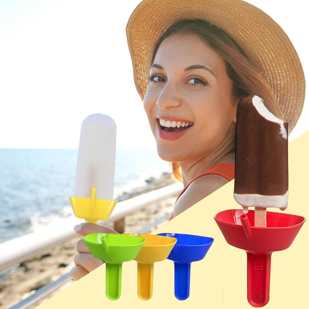 1/2/4pcs Leakproof Ice Cream Holder Set, Drip Catcher Tray for Popsicle & Cone, Portable Snack Protector for Picnic Party Beach