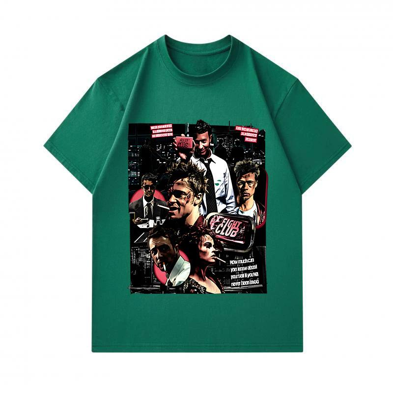 Men's 100% Cotton Crew Neck Short Sleeve T-Shirt, Fight Club Movie Vintage Retro Graphic Print Casual Comfortable Tee for Daily Street Wear
