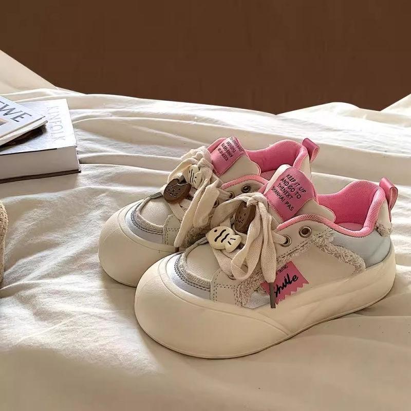 Original Niche Big Head Bread Shoes Women's Spring New Student Versatile Little White Shoes Thick Baseplate Shoes