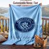 Flannel Blanket Manchester City Print Custom Name Text Soft Throw for Sofa Bed