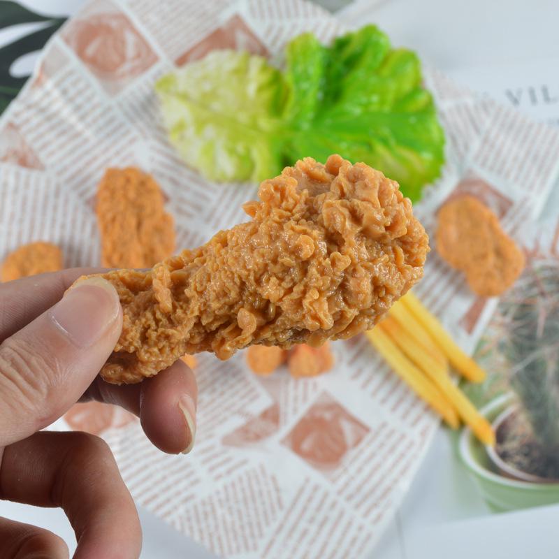 PVC Fake Food Keychain: Fried Chicken, Wings, Fries, Popcorn Chicken Pendant Model