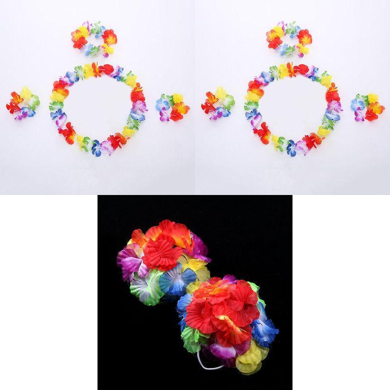 Hawaiian Costume Set With Plastic Grass Skirt For Party Performances And Themed Events