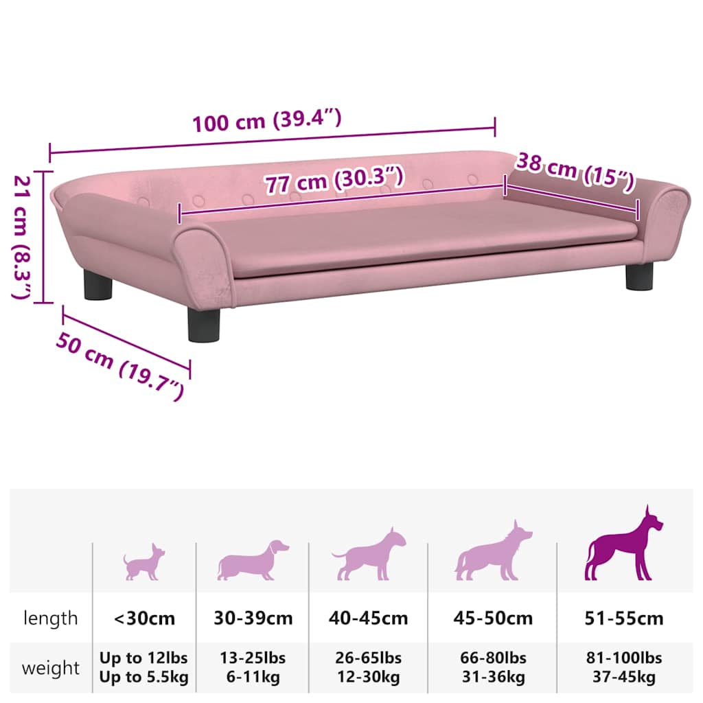 Dog Bed Pink 100x50x21 Cm Velvet