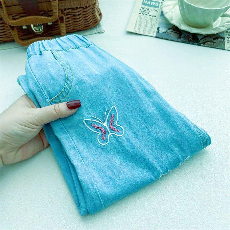 Girls' Summer Thin Mosquito Repellent Pants Children's Embroidered Wide Leg Jeans Girls' Baby Pants