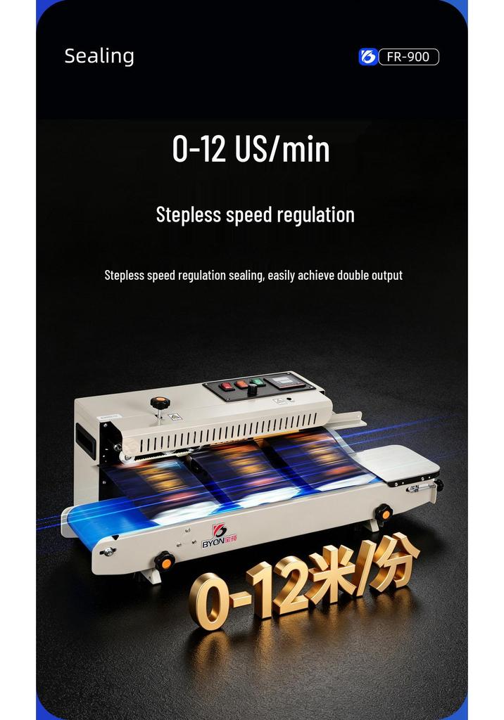 Bao Yu FR-900 Automatic Temperature Adjustable Continuous Sealer for Food and Aluminum Foil Bags
