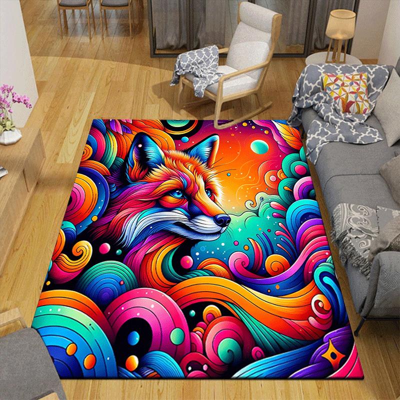 1pc Evil Fox Design Area Rug - Soft, Anti-Slip, and Durable Gaming Room Decor for Bedroom