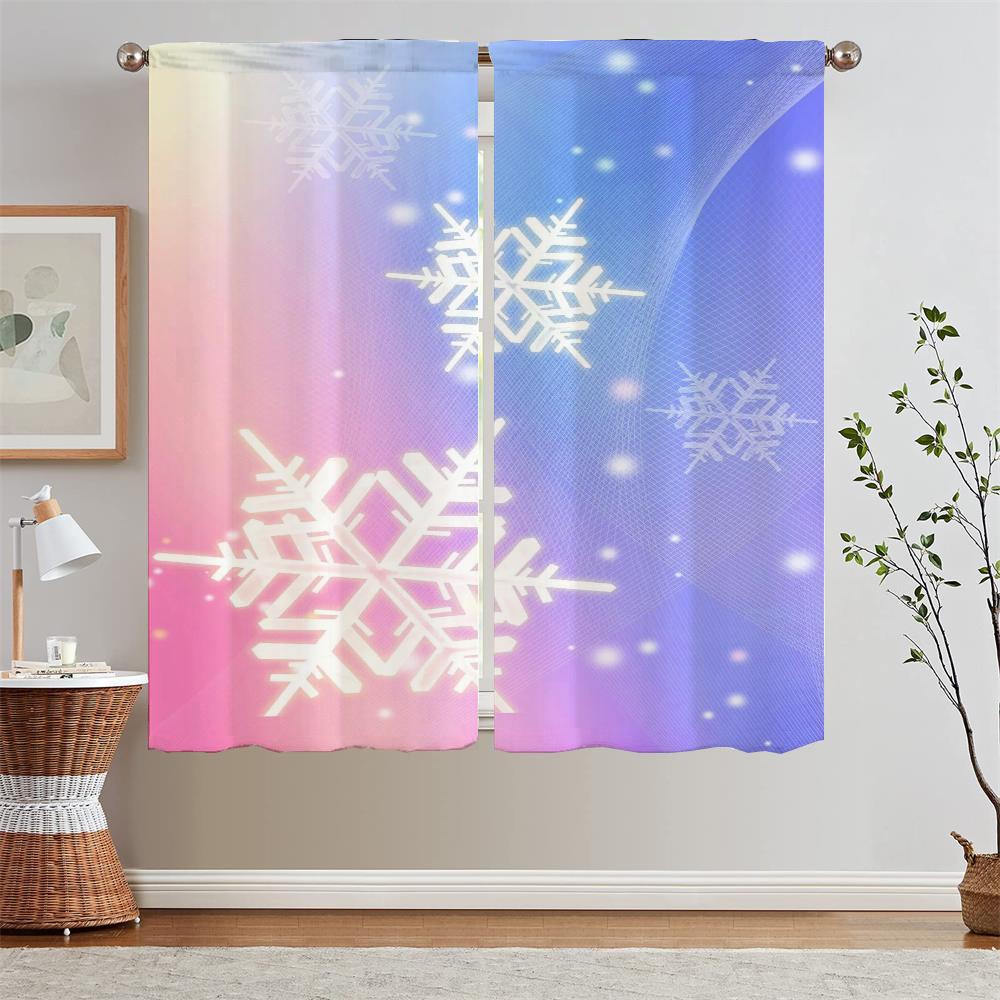 Snowflake Blackout Curtain for Living Room Decoration Black Out Curtains 2 Pcs Set Window Sheer Curtains Salon 2 Pieces Blinds