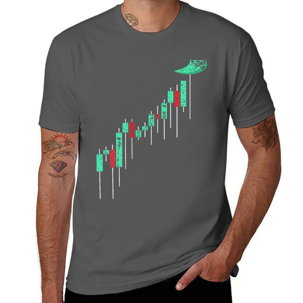 Crypto Trading Hodl Vintage Stock Chart To The Moon Tshirt Casual Streetwear Short Sleeve Tee