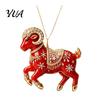 Durable Hanging Collection Acrylic Goat Christmas Tree Pendant, Decorative Ornament with Xmas Pendant Rhinestone, Golden Cord for New Year Party