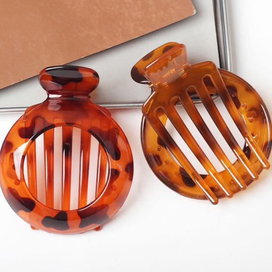 Women Hair Clip Round Anti-slip Teeth Hair Claw Hollow Design Back Head Hair Clamp Hair Styling Tool Hair Accessories
