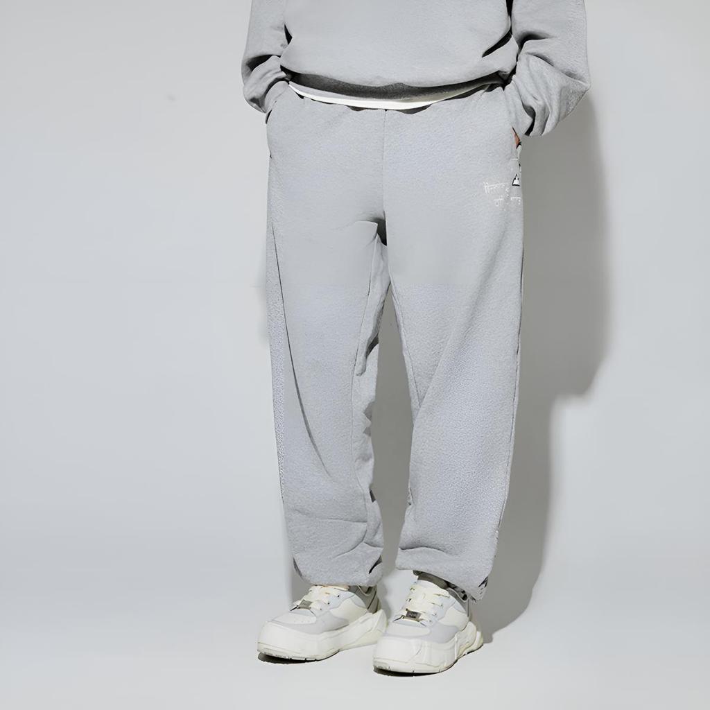 Li Ning Letter Print Cuffed Loose Knit Sports Pants Men Pants Flower-Gray AKLT677-3